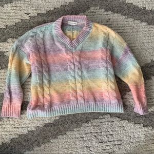Goodnight macaroon sweat pastel rainbow v neck